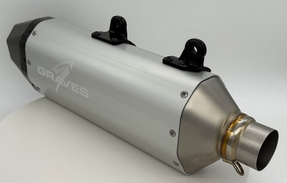 Graves 2024  -2025 KTM 350/450/500 EXC-F, XCF-W  - Husqvarna - GasGas Dual Stage Quiet Core Stainless Exhaust - Silver EXK-24EXC-SOSA-Q