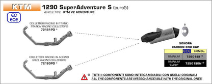 Silenciador Arrow Ktm 1290 Super Adventure Homologado Sonora Titanio Oscuro Con Fondo De Carbono 72501skn