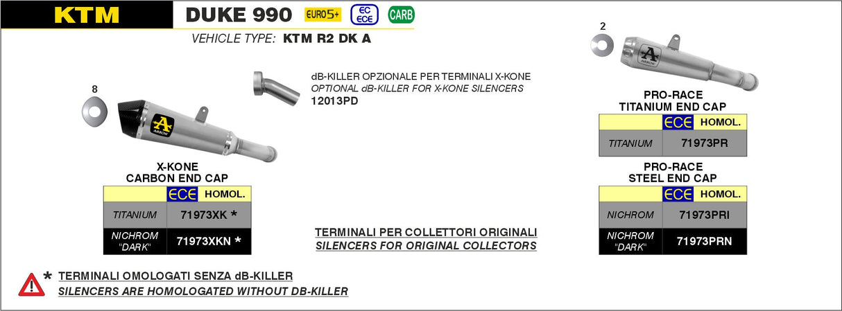 Arrow  Db Killer X-Kone Ktm Duke 990 (24-) 11013db