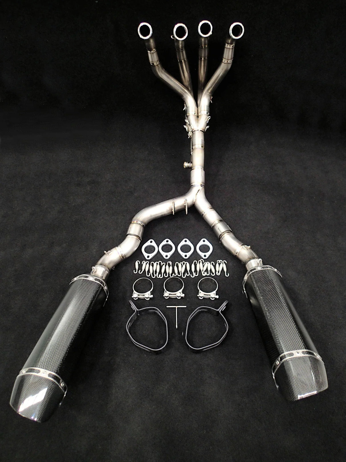 Vandemon  Kawasaki Z1000 Vandemon Dual Titanium Exhaust System with Carbon Fibre Mufflers KAWAZ10TIEXHTWINCFA VA-166