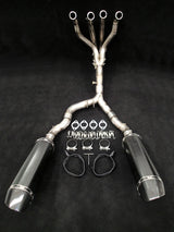 Vandemon  Kawasaki Z1000 Vandemon Dual Titanium Exhaust System with Carbon Fibre Mufflers KAWAZ10TIEXHTWINCFA VA-166