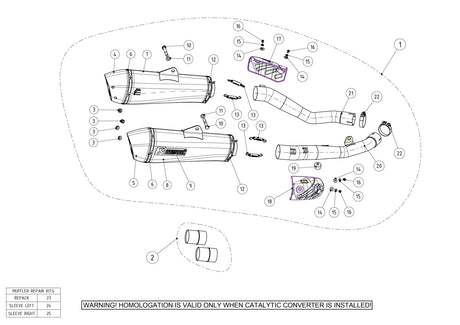AKRAPOVIC Slip-On Line Muffler Ninja ZX-14R 2012-2024 2025 Tapered S-K14SO6-HZAAT 1811-3069