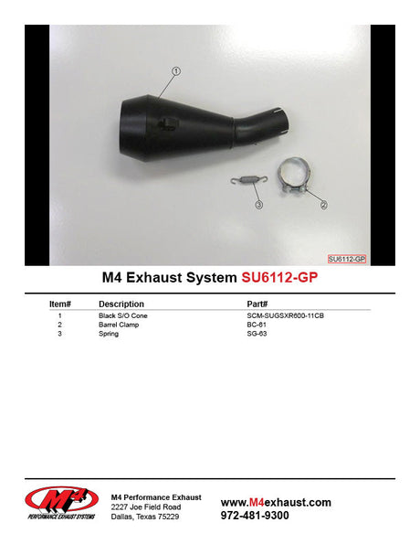 IN STOCK M4 Exhaust GP Black Slip on GSXR600/750 2011-2024 SU6112-GP
