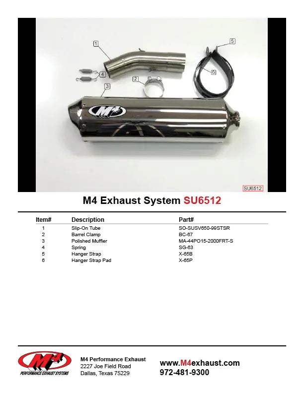 M4 Exhaust Polished Slip On 1999-2002 SV 650 SU6512