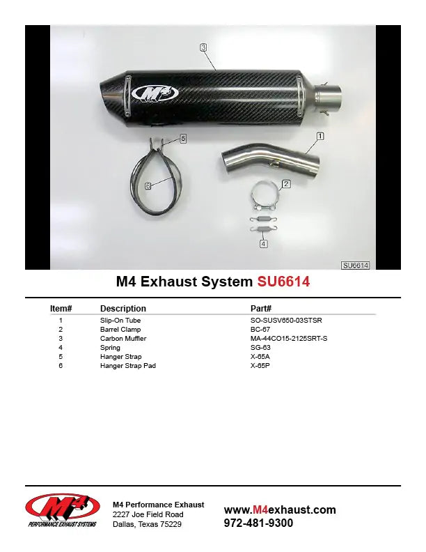 M4 Exhaust Carbon Slip On 2004-2010 SV 650 SU6614