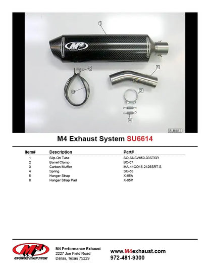 M4 Exhaust Carbon Slip On 2004-2010 SV 650 SU6614