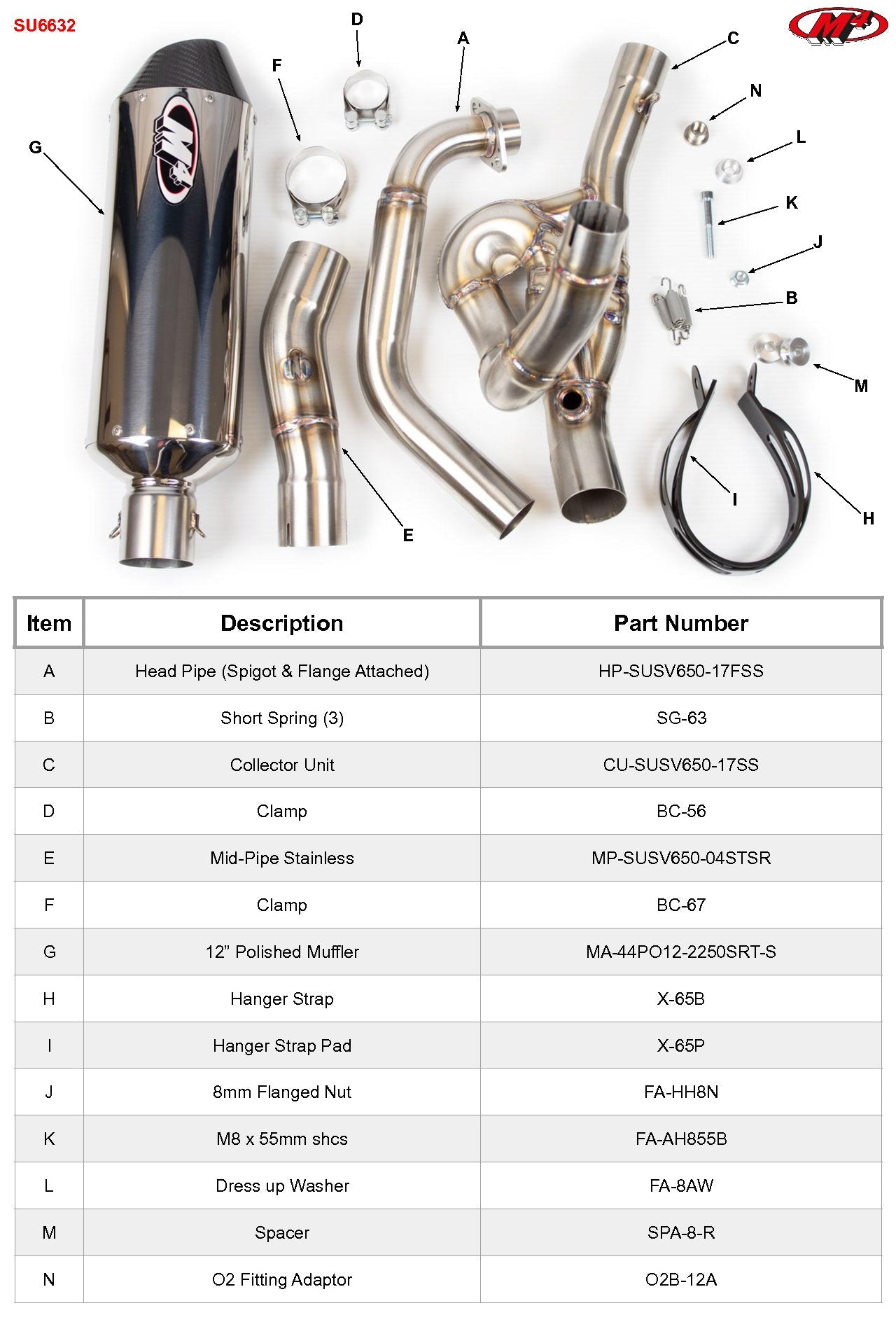 M4 Full Exhaust   System Polished Canister 2017-2023 SV 650 SU6632