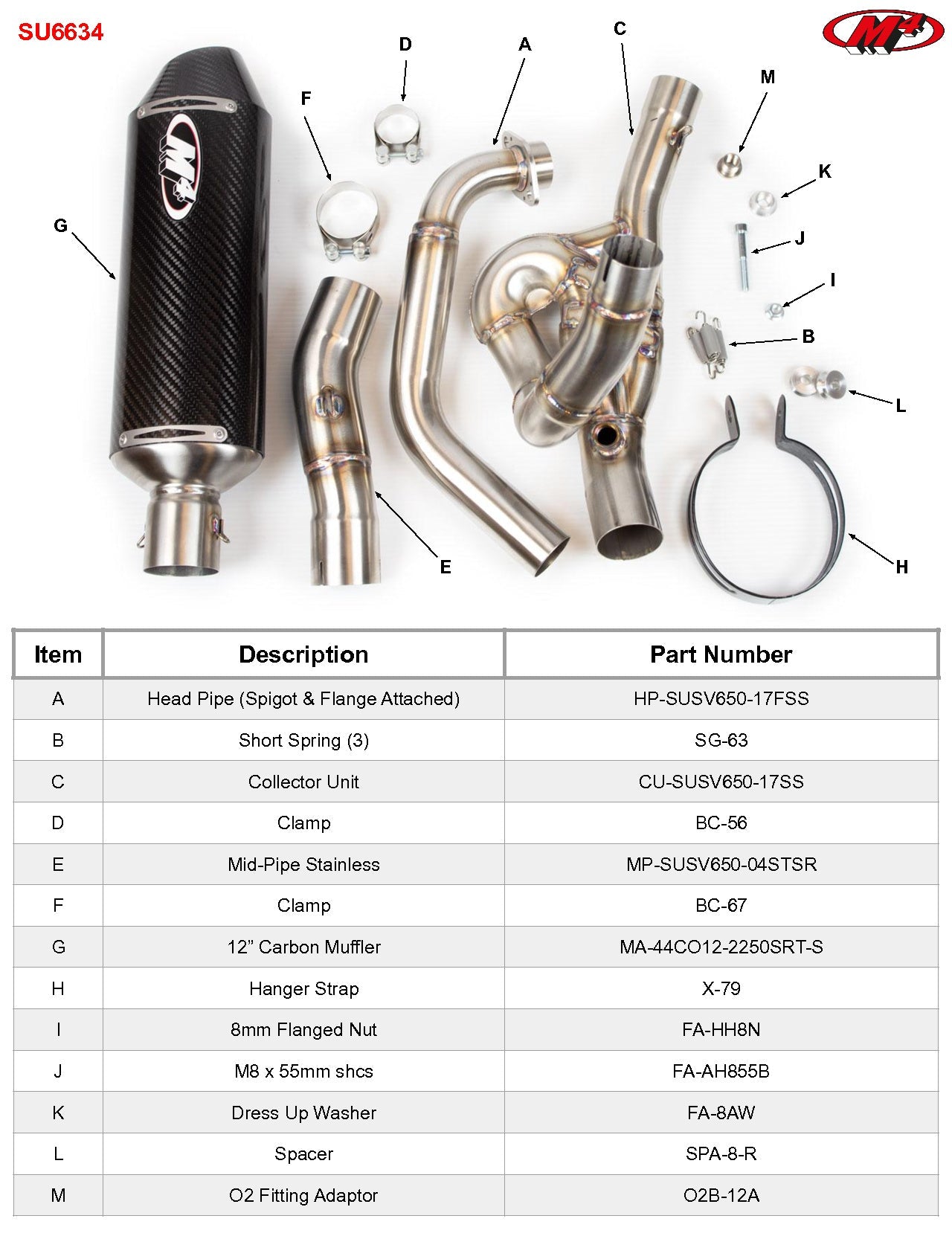 M4 Exhaust Full System Carbon Fiber Canister 2017-2023 SV 650 SU6634