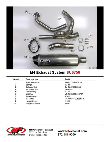 M4 Exhaust Full System Titanium Canister 2004-2010 SV 650 SU6756