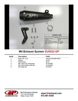 M4 Exhaust Slip-On System with Black Ceramic GP Canister  2008-2010 GSXR 600/750 SU6922-GP