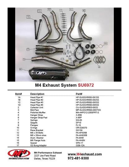 M4 Exhaust Full System Polished Canister 2008-2010 GSXR 600/750 SU6972