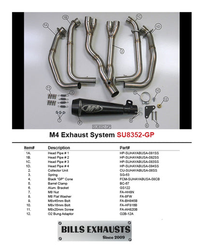 M4 Exhaust Full System Black GP 2008- 2022 Hayabusa SU8362-GP19