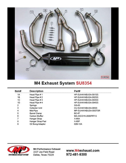 M4 Exhaust Full System Carbon Fiber Canister 2008-2020 Hayabusa SU8354