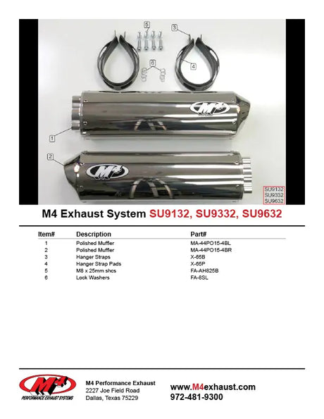 M4 Exhaust Polished Bolt-Ons 1998-2000 TL-S SU9132