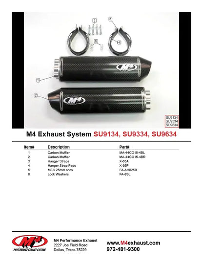 M4 Exhaust Bolt-On System with Dual Carbon Fiber Canisters  1999-2003 TL-R SU9334