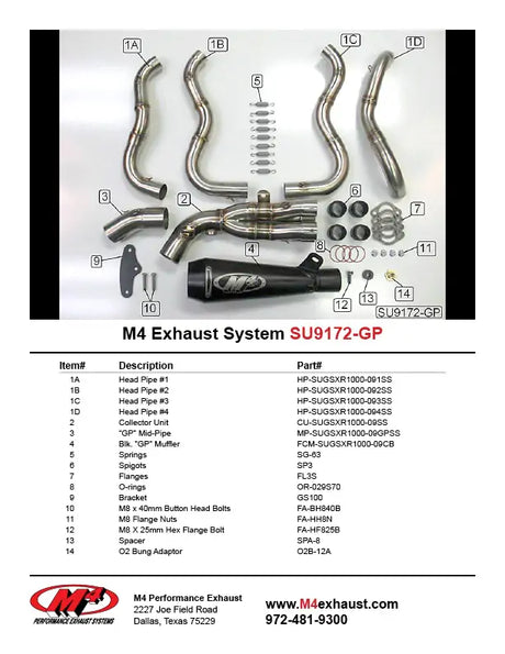 M4 Exhaust Full System Black GP 2009-2011 GSXR 1000 SU9172-GP