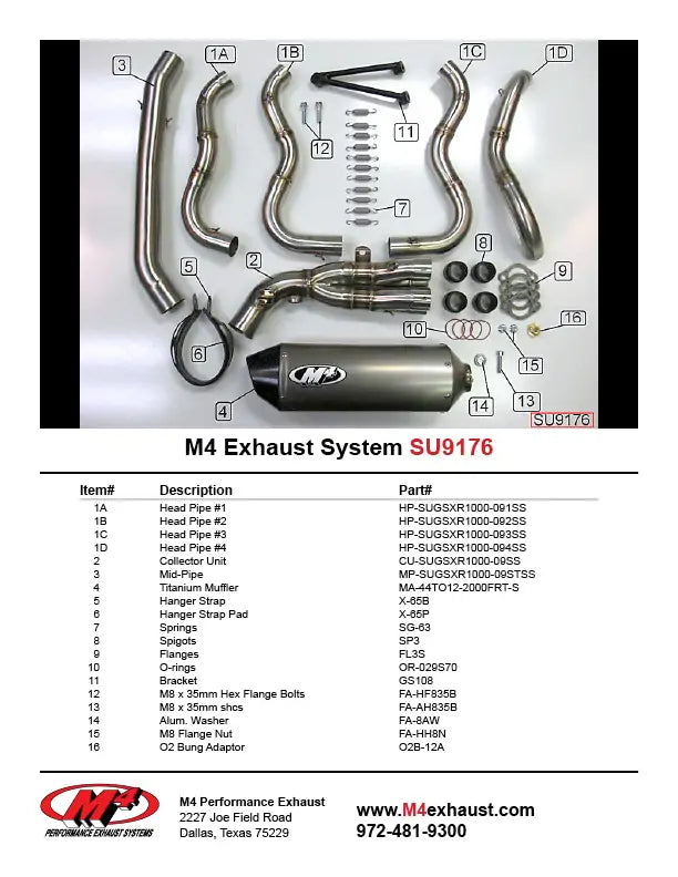 M4 Exhaust Full System Titanium Canister 2009-2011 GSXR 1000 SU9176