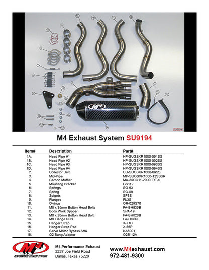 M4 Exhaust Full System Street Slayer Carbon Fiber 2012-2016 GSXR 1000 SU9194