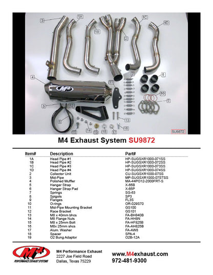 M4 Exhaust Full System Polished Canister 2007-2008 GSXR1000 SU9872