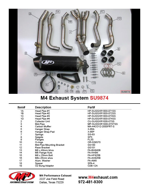 M4 Exhaust Full System Carbon Fiber Canister 2007-2008 GSXR1000 SU9874
