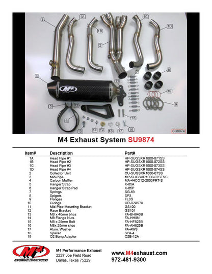 M4 Exhaust Full System Carbon Fiber Canister 2007-2008 GSXR1000 SU9874
