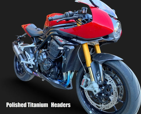 in stock Vandemon Triumph Speed Triple 1200 RS & RR 2021–2024  Titanium POLISHED Headers and Link Pipe  TRIUM120SPDHEADRB VA-156