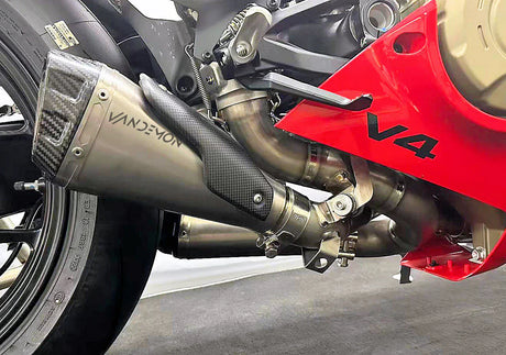 IN STOCK Vandemon  Ducati Panigale & Streetfighter V4S/V4R Vandemon All Titanium Slip-On 2018-24 DUCV4SFTIMUFLMB VA-3
