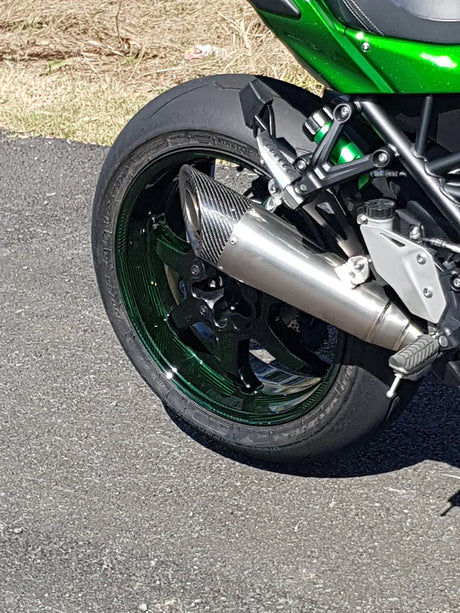 IN STOCK Vandemon Titanium Carbon Tip Slip-On H2 SE SX 2018-24 SKU: KAWAH2SESXH2RTIMUFC VA-145