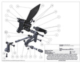 Graves Motorsports WORKS Kawasaki ZX-10R / ZX-10RR Adjustable Rearsets  W-RSK-19ZX1-KAF