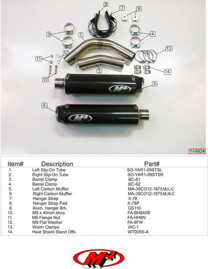 M4 Escape Undertail Fibra de Carbono Slip Ons 2009-2014 R1 YA9924