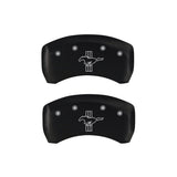 MGP 4 Caliper Covers Engraved Front Mustang Engraved Rear Bar & Pony Red finish silver ch 10198SMBPRD
