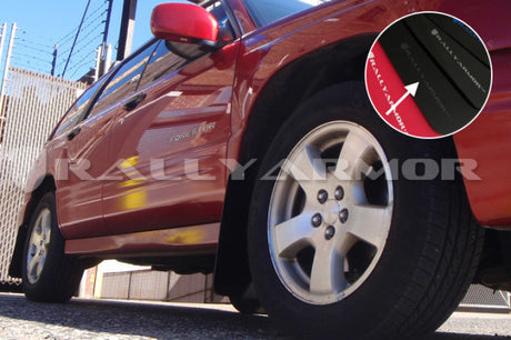 Rally Armor 98-02 Subaru Forester Black UR Mud Flap w/ Grey Logo MF13-UR-BLK/GRY
