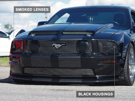 Raxiom 05-09 Ford Mustang w/ Halogen LED Halo Prjctr Headlights-Blk Hsng(Smoked Lens Exclude GT500) 49128