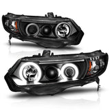 ANZO 2006-2011 Honda Civic Projector Headlights w/ Halo Black (CCFL) 121062