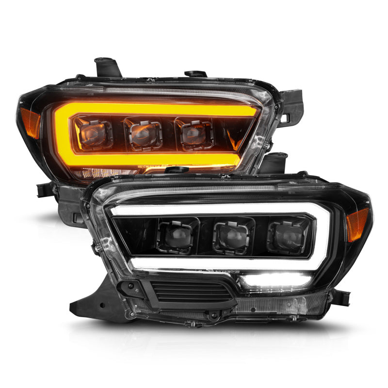 ANZO 16-22 Toyota Tacoma SR/SR5 ONLY Full LED Proj Headlights w/Light Bar Seq. Blk w/Initiation Lgt 111562