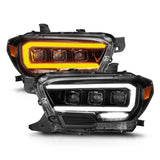ANZO 16-22 Toyota Tacoma SR/SR5 ONLY Full LED Proj Headlights w/Light Bar Seq. Blk w/Initiation Lgt 111562