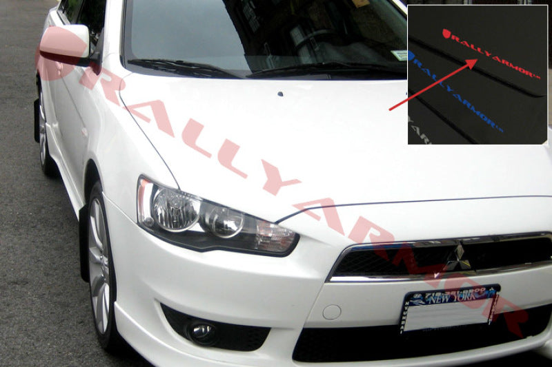 Rally Armor 2007+ Mitsubishi Lancer (doesn't fit Sportback) UR Black Mud Flap w/ Red Logo MF8-UR-BLK/RD
