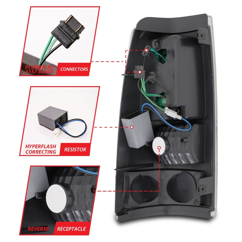 ANZO 1999-2007 Chevrolet Silverado 1500 LED Taillights Red/Clear 311010