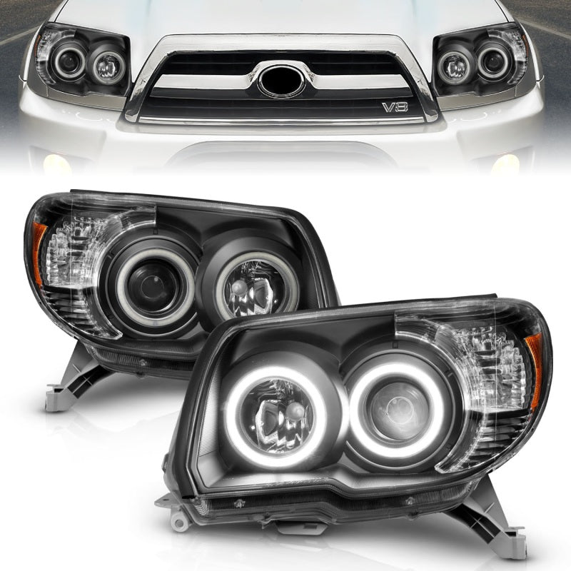 ANZO 2006-2009 Toyota 4Runner Projector Headlights w/ Halo Black 111320
