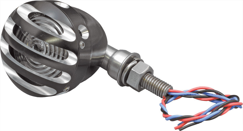 WEST-EAGLE Drilled Mini Finned Turn Signal Black 5918-AB