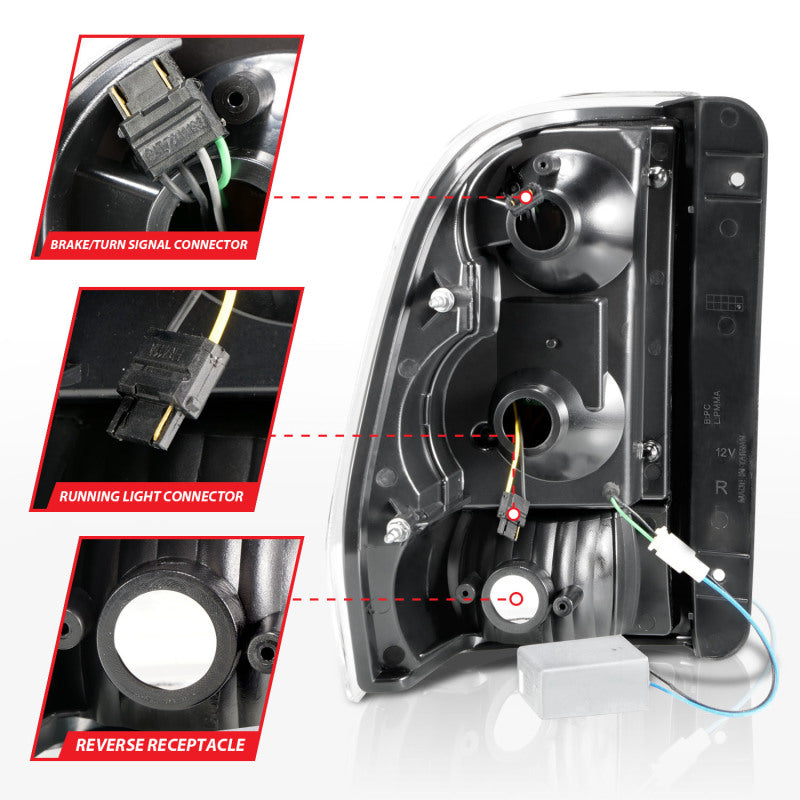 ANZO 2002-2009 Chevrolet Trailblazer LED Tail Lights w/ Light Bar Black Housing Clear Lens 311371