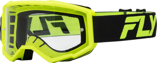 FLY RACING Focus Goggle Black/Hi-Vis W/ Clear Lens 37-51150