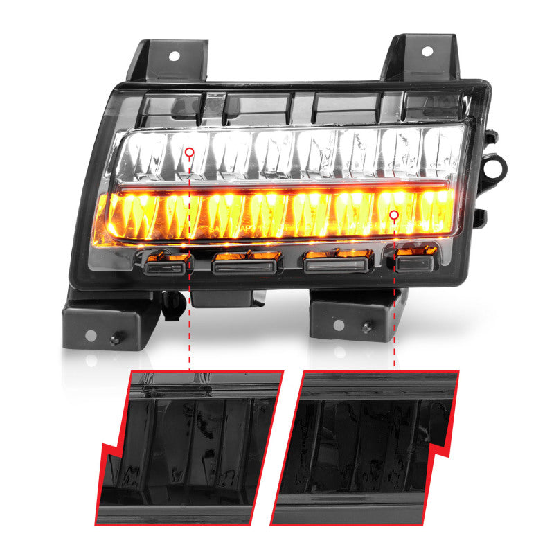 ANZO 2018-2021 Jeep Wrangler LED Side Markers Chrome Housing Smoke Lens w/ Seq. Signal Sport Bulb 511085