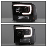 Spyder Ford F250/350/450 05-07 Projector Headlights - Light Bar DRL LED - Black PRO-YD-FS05V2-LB-BK 5084507