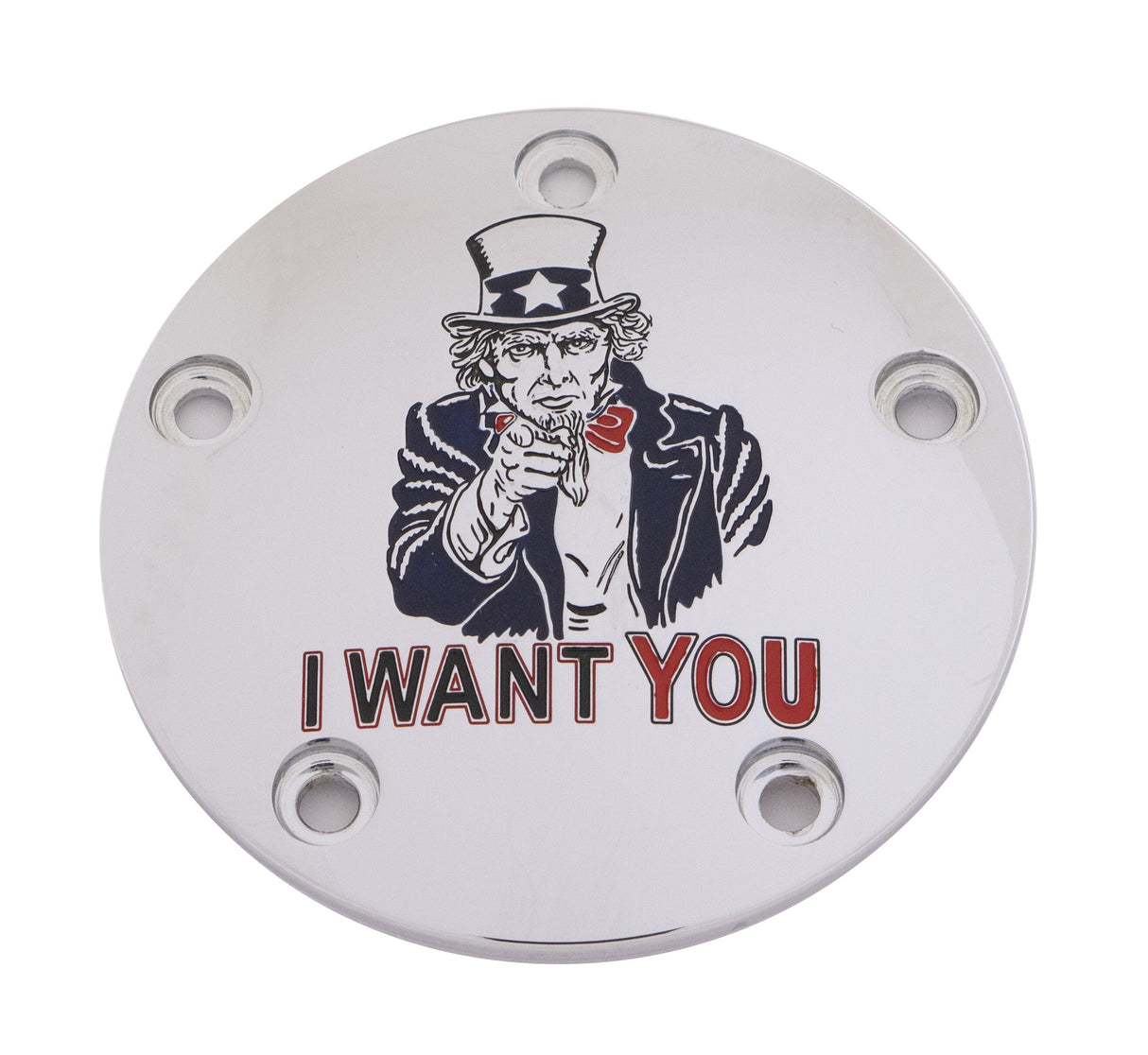 CUSTOM ENGRAVING M8 Timer Cover Uncle Sam Chrome PATR10-04