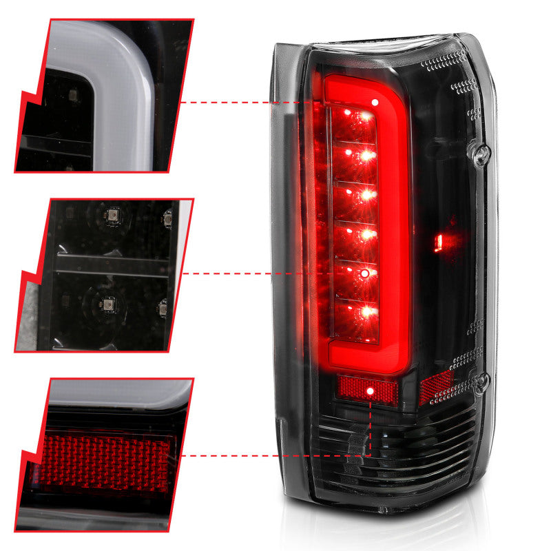ANZO 1987-1996 Ford F-150 LED Taillights Black Housing Clear Lens (Pair) 311350