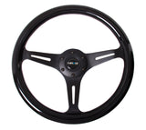 NRG Classic Wood Grain Steering Wheel (350mm) Black Paint Grip w/Black 3-Spoke Center ST-015BK-BK