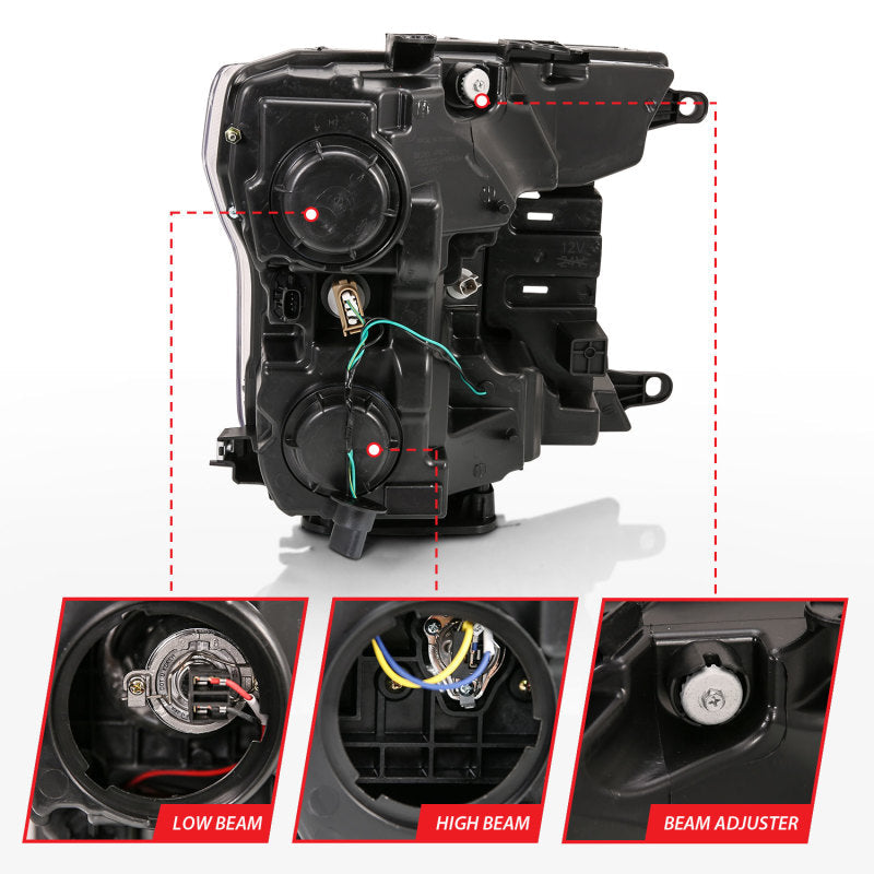 ANZO 2018-2019 Ford F-150 Projector Plank Style H.L. Black Amber (Without Switchback) 111467