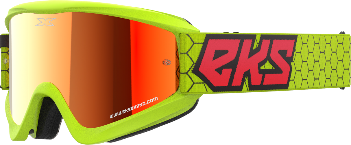 EKS BRAND Flat Out Mirror Goggle Flo Ylw/Blk/Fire Rd Red Mirror 067-60510