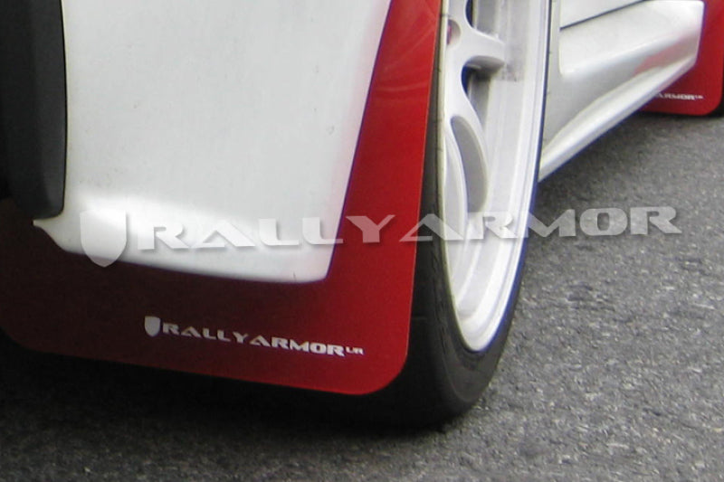 Rally Armor 2007+ Mitsubishi Lancer (doesn't fit Sportback) UR Red Mud Flap w/ White Logo MF8-UR-RD/WH